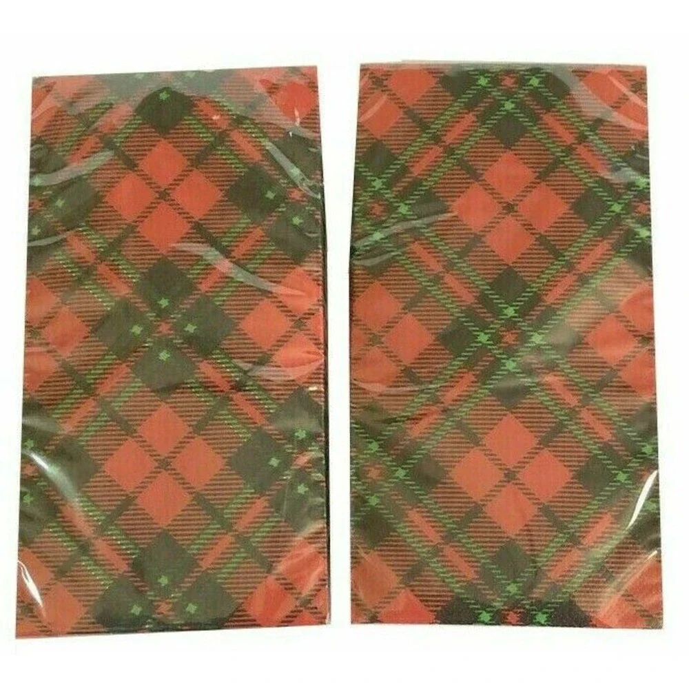 Christmas Tartan Plaid Napkins Party Paper Towels Buffet Guest 2 Pack 20 Each